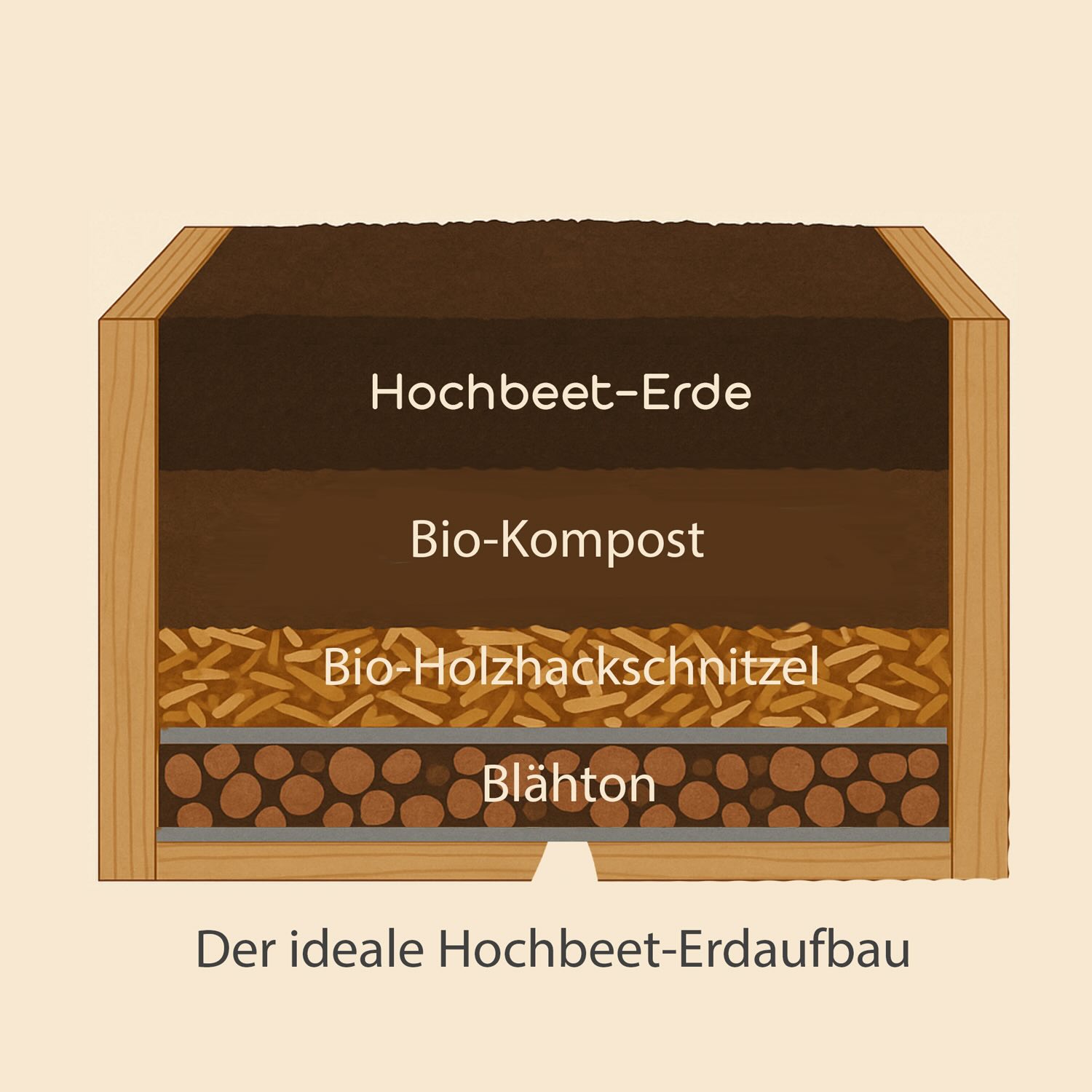 Der ideale Aufbau der Erdschichten für dein Hochbeet (Drainage, Holzschnitzel, Kompost, Hochbeet-Erde)